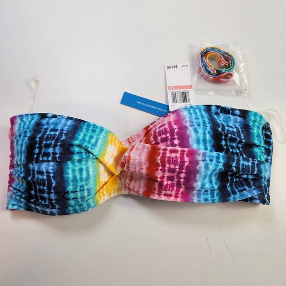 Bleu Rod Beattie Multicolor Bandeau Bikini Top Sz 10 Acid Wash Swim - Picture 2 of 16